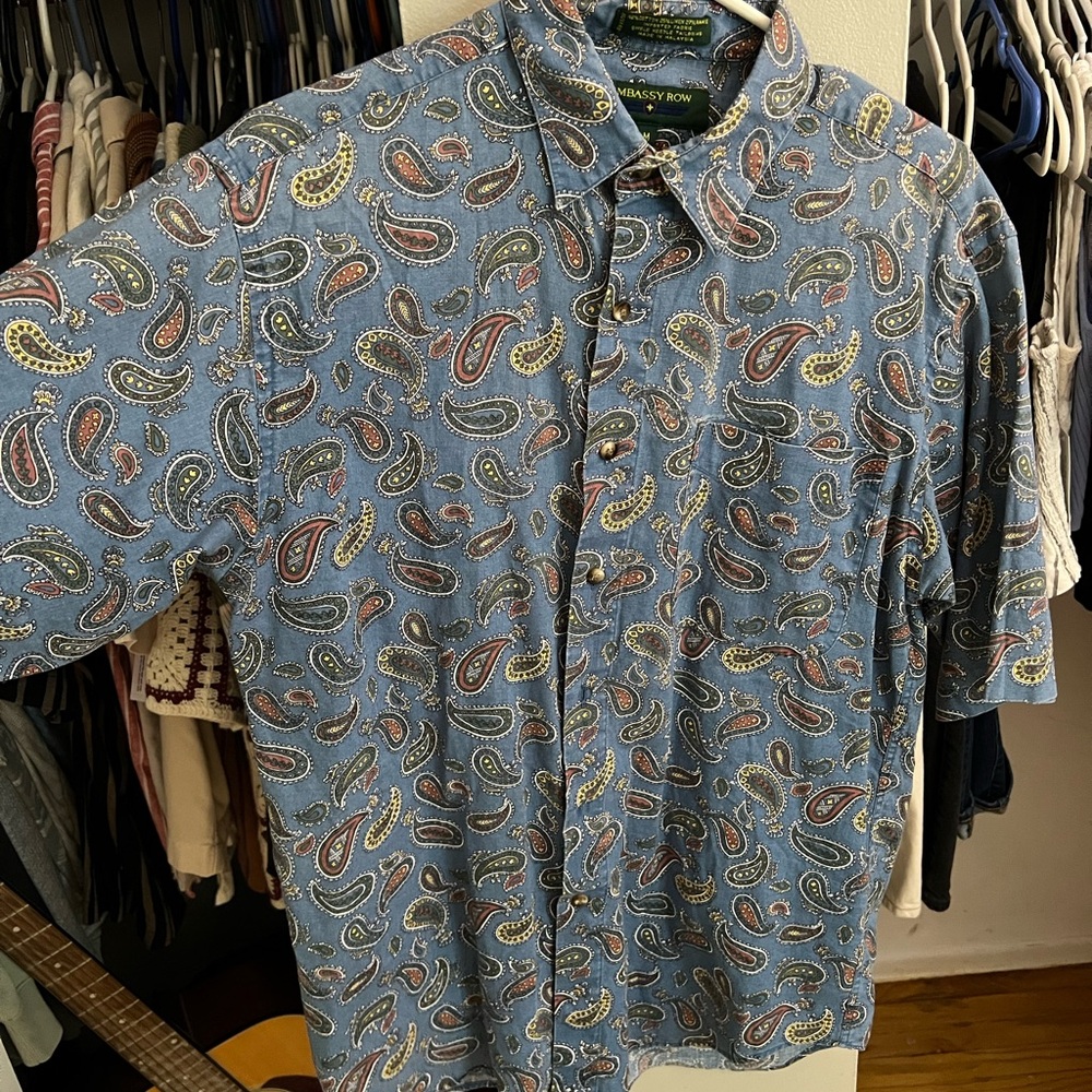 Paisley Patterned Blue Men's Shirt